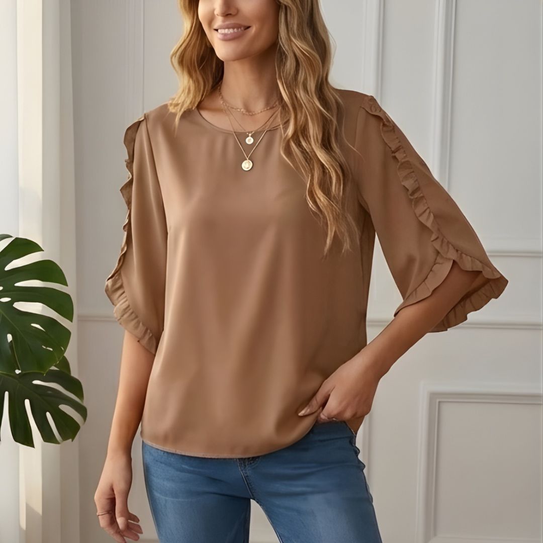 Fleurette™ – Ruffle Sleeve 3/4 Blouse for Women | Relaxed Fit | + 50% OFF