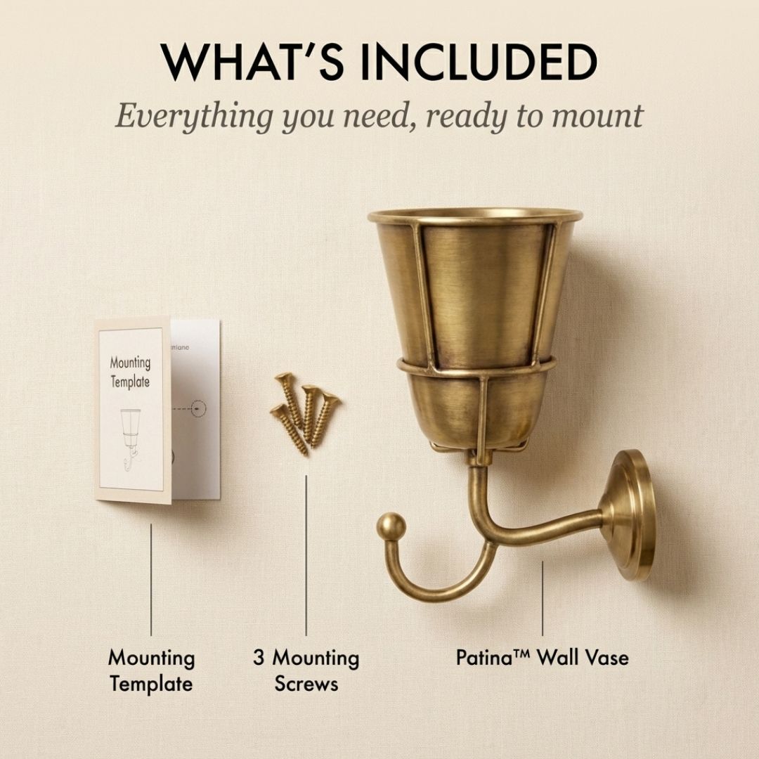 Patina™ – Vintage Brass Wall-Mounted Flower Vase with Hook + 50% OFF