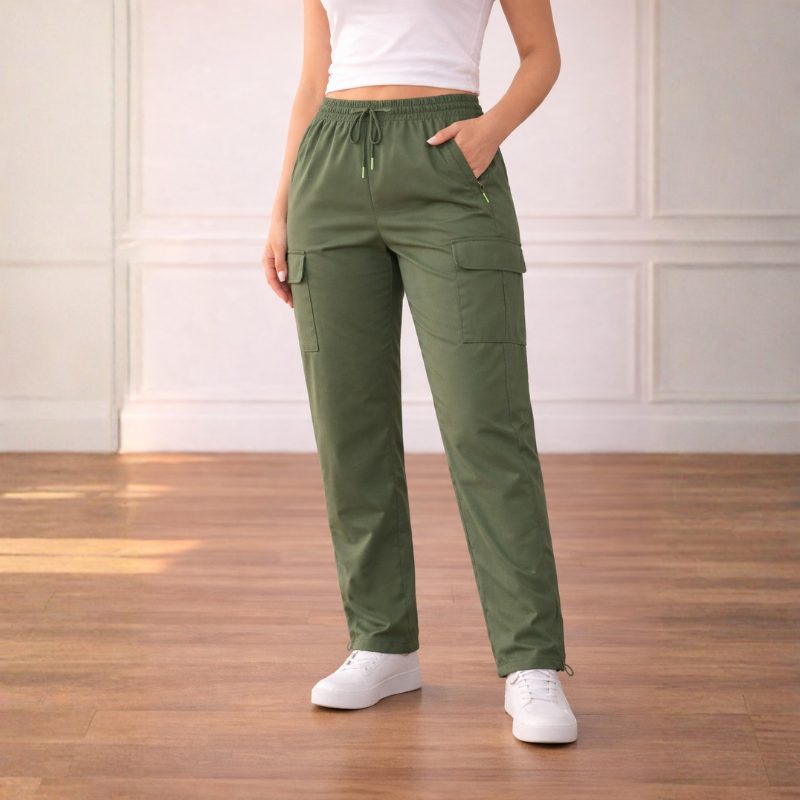 Drifthem™ – Lightweight Cargo Pants with Zipper Pocket, Drawstring Waist, Wide-Leg Fit – 2-Pack Women&