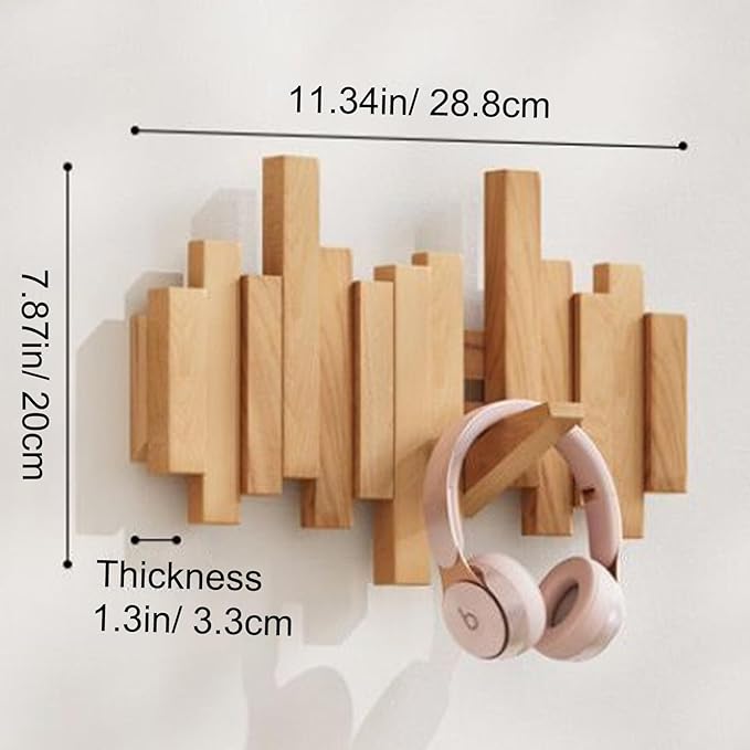 The AuraCoat Piano Rack - Wall-Mounted Wooden Coat Rack with Piano Key Style Design + 50% OFF