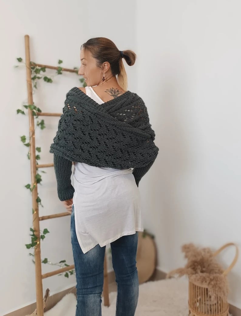 The AuraKnit Cable Wrap – Versatile Knitted Shrug for Women + 50% OFF