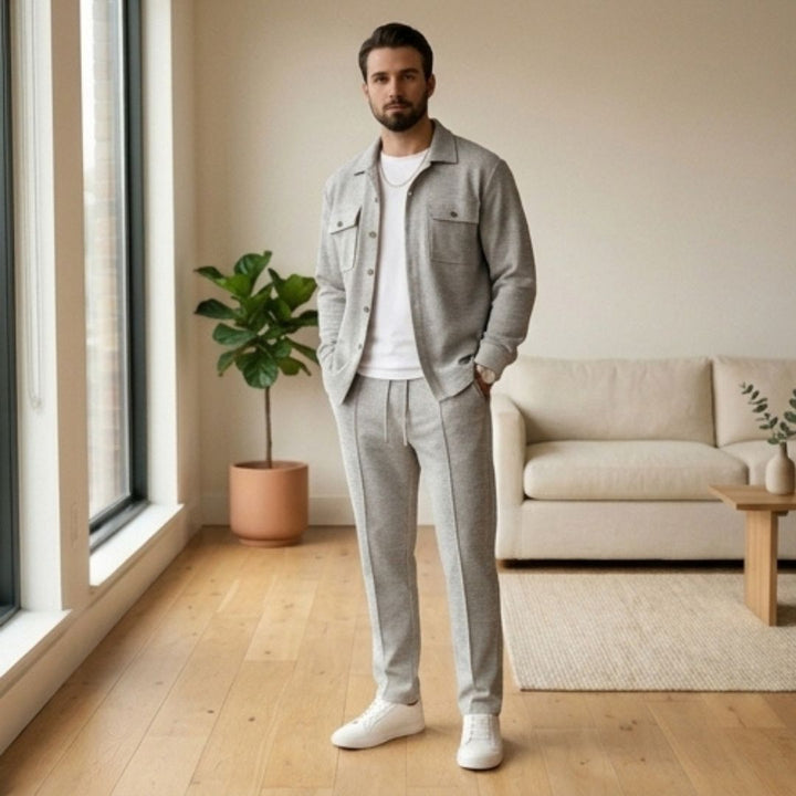 Harlow™ – Waffle-Knit Shirt Jacket &amp; Straight-Leg Pants 2-Piece Set for Men + 50% OFF