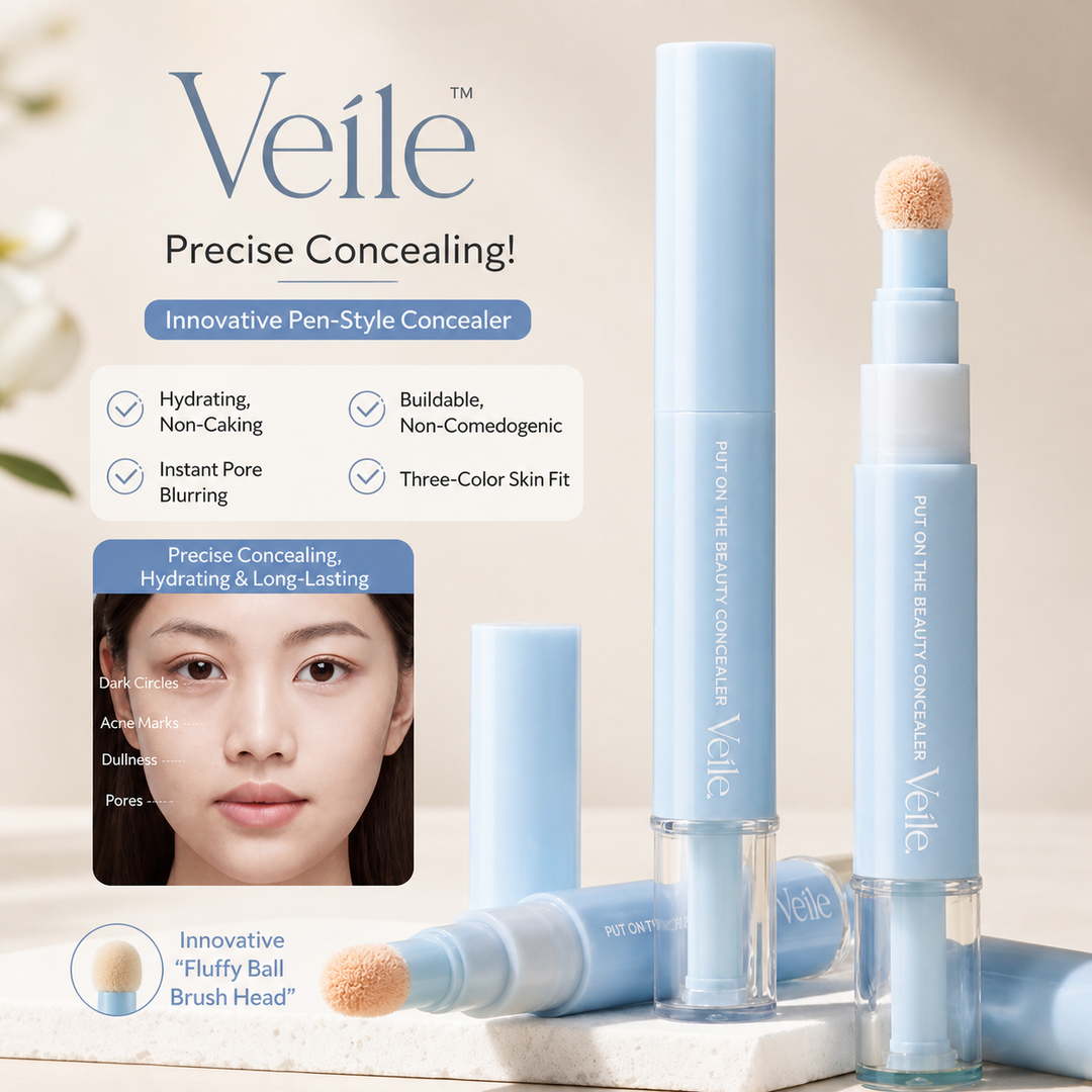 Saemi™ – 3-Color Pen Concealer with Soft Puff Applicator for Dark Circles, Acne Marks &amp; Dullness + 50% OFF