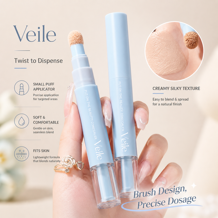 Saemi™ – 3-Color Pen Concealer with Soft Puff Applicator for Dark Circles, Acne Marks &amp; Dullness + 50% OFF