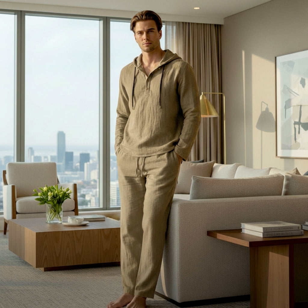 Flaxen™ – Soft Linen-Cotton Hoodie &amp; Pants Men&