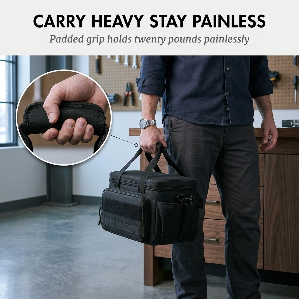 Haulcraft™ – Heavy-Duty Canvas Tool Bag with MOLLE Panel &amp; Padded Dual Handles + 50% OFF