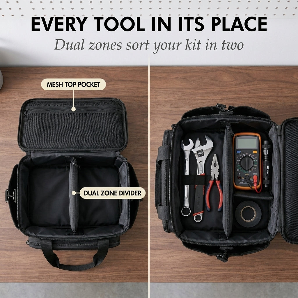 Haulcraft™ – Heavy-Duty Canvas Tool Bag with MOLLE Panel &amp; Padded Dual Handles + 50% OFF