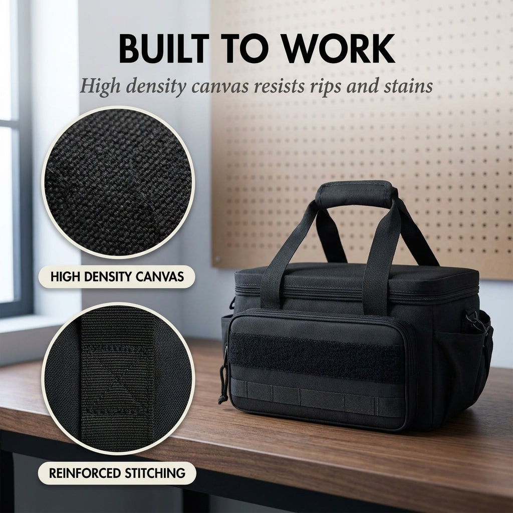 Haulcraft™ – Heavy-Duty Canvas Tool Bag with MOLLE Panel &amp; Padded Dual Handles + 50% OFF