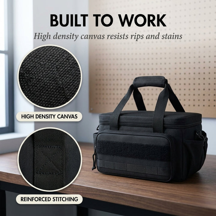 Haulcraft™ – Heavy-Duty Canvas Tool Bag with MOLLE Panel &amp; Padded Dual Handles + 50% OFF