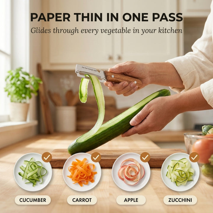 Whetstone™ – Stainless Steel Multi-Use Peeler with Wooden Handle &amp; Built-In Bottle Opener + 50% OFF