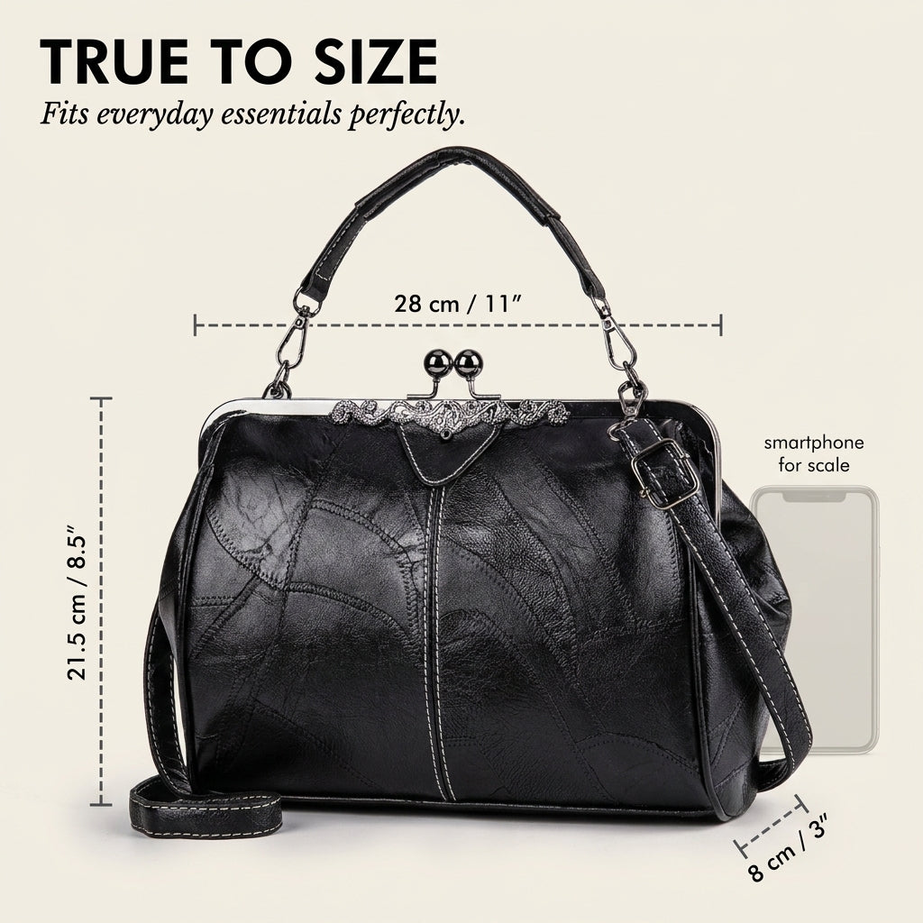 Maisella™ – Vintage Kiss-Lock Leather Crossbody Handbag + 50% OFF