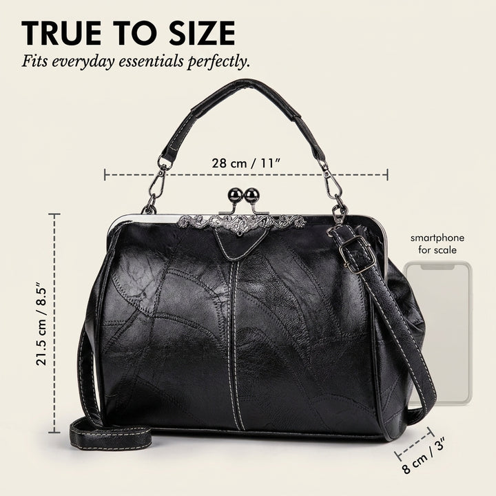 Maisella™ – Vintage Kiss-Lock Leather Crossbody Handbag + 50% OFF