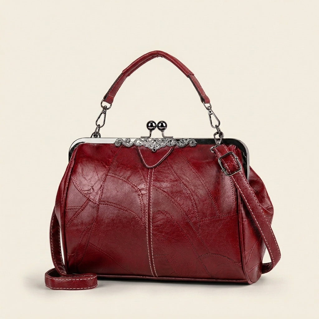 Maisella™ – Vintage Kiss-Lock Leather Crossbody Handbag + 50% OFF