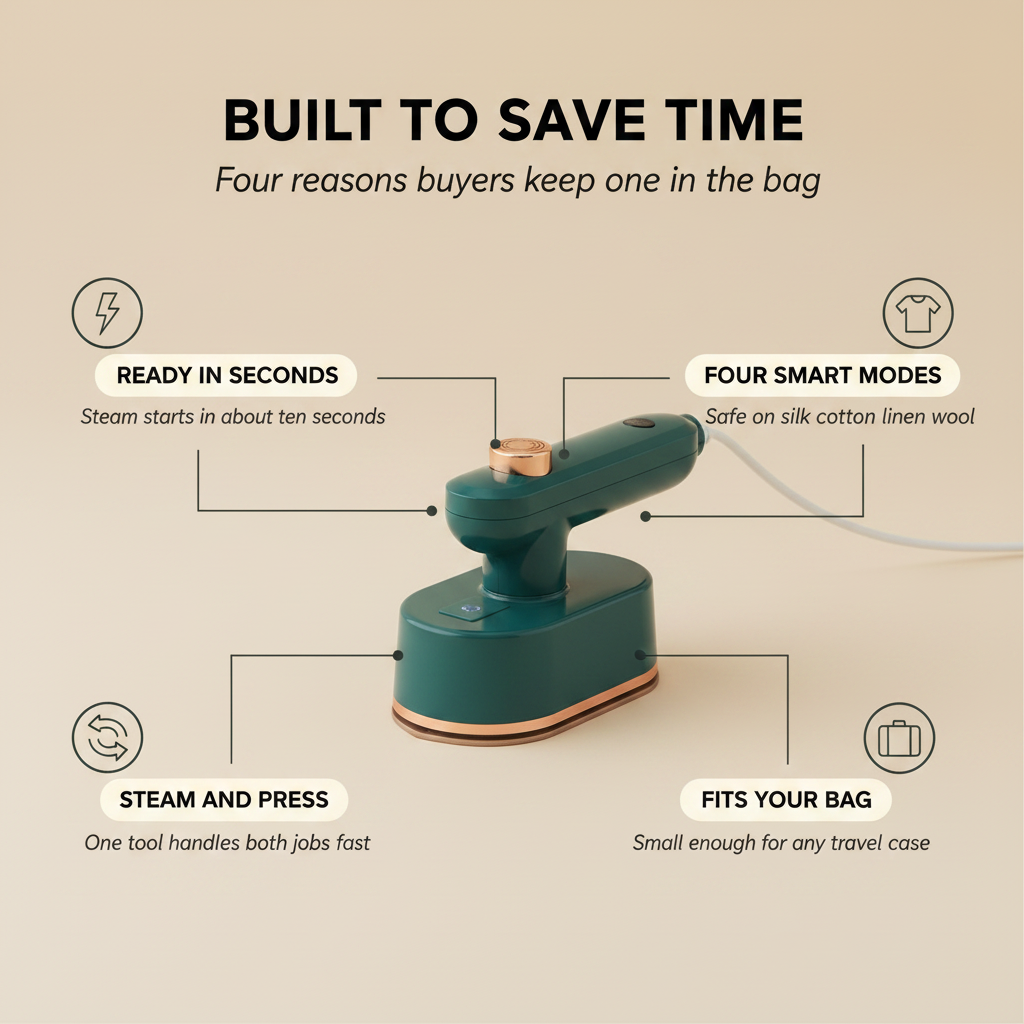 Pressley™ – 2-in-1 Handheld Steam Iron with 10-Second Heat &amp; Titanium Plate + 50% OFF