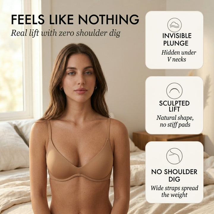 Velura™ – Second-Skin Plunge Bra with Sculpted Cups &amp; Plush Stretch Fabric + 50% OFF
