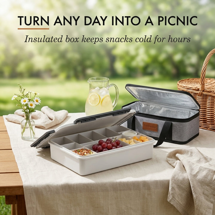 Grazely™ – Insulated Chilled Snack Box with Ice Pack, Carrier &amp; 10 Compartments + 50% OFF