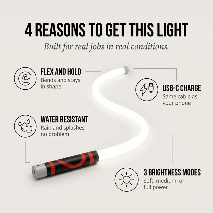 Torchwell™ – Flexible Silicone LED Light, USB-C Rechargeable, Waterproof, 3 Brightness Modes + 50% OFF