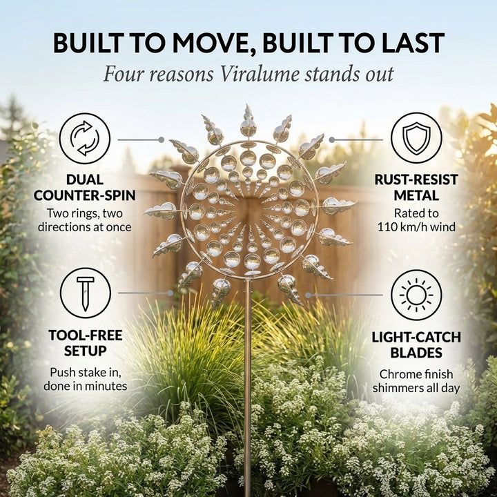 Viralume™ – Dual-Spin Kinetic Wind Sculpture for Garden &amp; Yard + 50% OFF