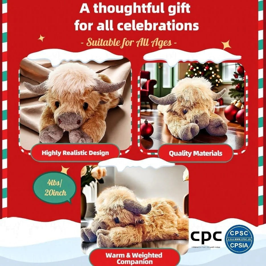 CozyCalm Weighted Cow Plush  – Soft Stuffed Animal for Kids &amp; Adults Non-Heated Sensory Toy + 50% OFF