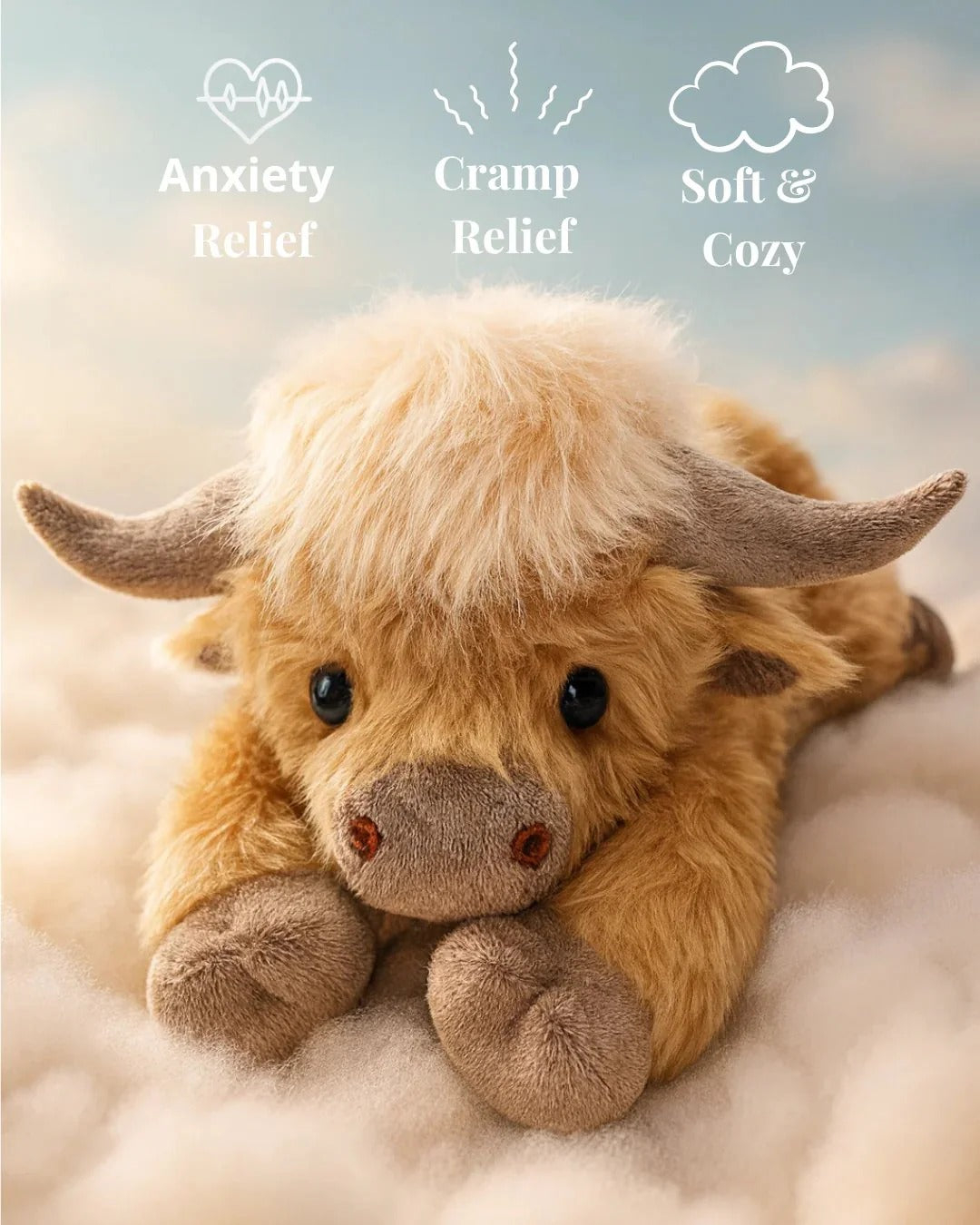 CozyCalm Weighted Cow Plush  – Soft Stuffed Animal for Kids &amp; Adults Non-Heated Sensory Toy + 50% OFF