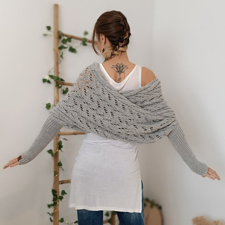 The AuraKnit Cable Wrap – Versatile Knitted Shrug for Women + 50% OFF