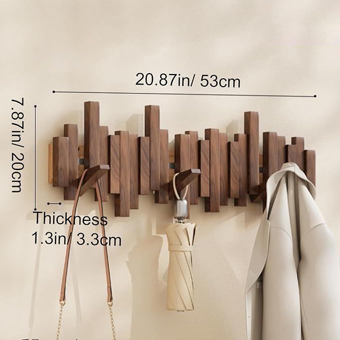 The AuraCoat Piano Rack - Wall-Mounted Wooden Coat Rack with Piano Key Style Design + 50% OFF