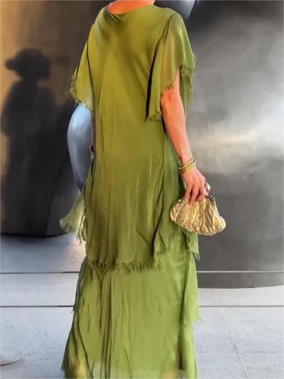 The AuraFlow Maxi Dress - Elegant V-Neck, Tiered Ruffle Skirt, and Off Sale + 50% OFF