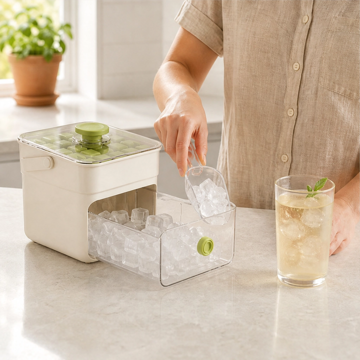 Glacio™ – Press-Release Ice Cube Tray with Sealed Storage Drawer &amp; Lid + 50% OFF