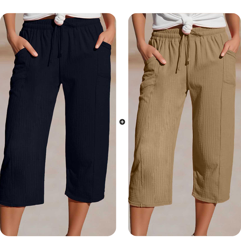 Linara™ – Breathable Wide-Leg Cropped Pants with Adjustable Waist + 50% OFF