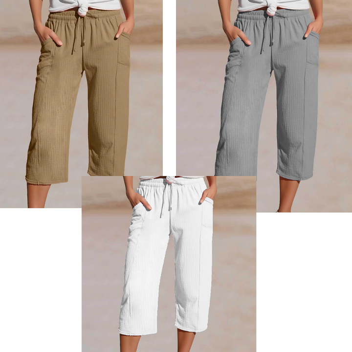 Linara™ – Breathable Wide-Leg Cropped Pants with Adjustable Waist + 50% OFF