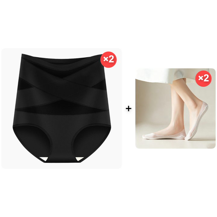 Silhova – High-Waist Cross-Compression Tummy Control Panties + 1+1  FREE