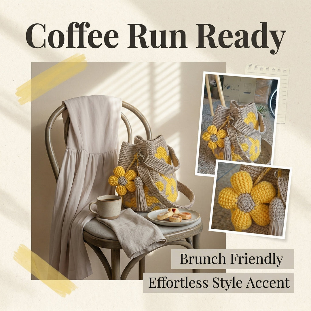 Marigold Lane™ – Handmade Crochet Flower Tote with 3D Floral Appliqués &amp; Tassel Charm + 50% OFF