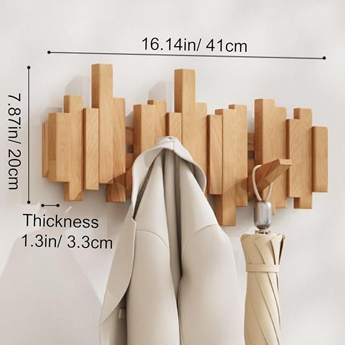 The AuraCoat Piano Rack - Wall-Mounted Wooden Coat Rack with Piano Key Style Design + 50% OFF