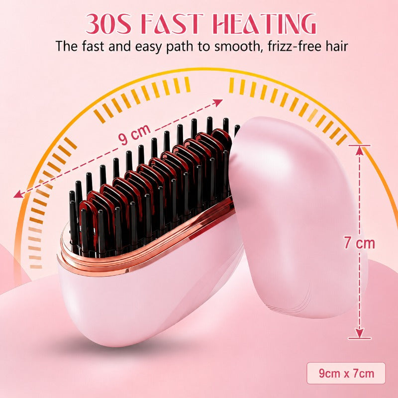 Miravel – Mini Cordless Hair Straightener Brush with 30s Fast Heat &amp; USB-C Charging + 50% OFF