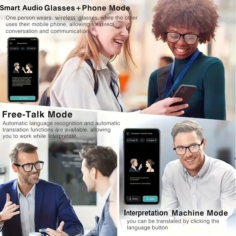 AI Interpretation Smart Glasses - Speak 160 Languages &amp; AI Chat + 50% OFF