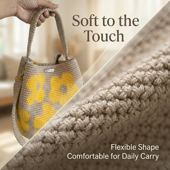 Marigold Lane™ – Handmade Crochet Flower Tote with 3D Floral Appliqués &amp; Tassel Charm + 50% OFF