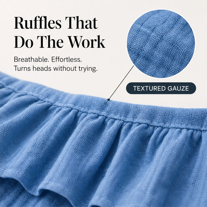 Lirelle – Breathable Linen-Blend V-Neck Ruffle Top + 50% OFF