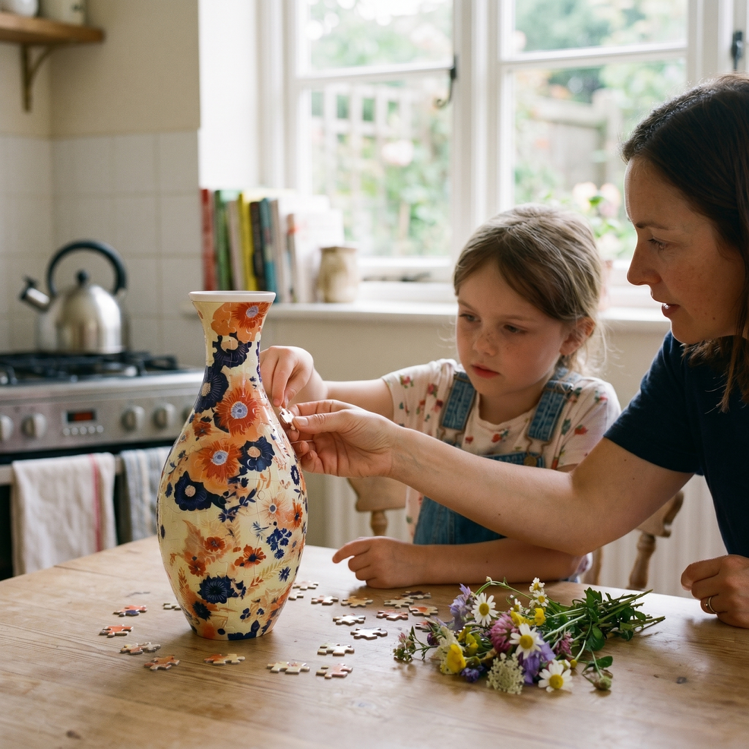 Petalcraft™ – DIY 3D Puzzle Vase with Built-In Water Reservoir for Real Flowers + 50% OFF