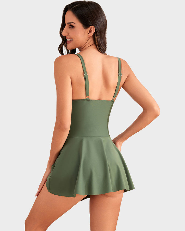 Marivelle™ – Tummy-Control Skirted One-Piece Swimsuit with Built-In Bra + 50% OFF