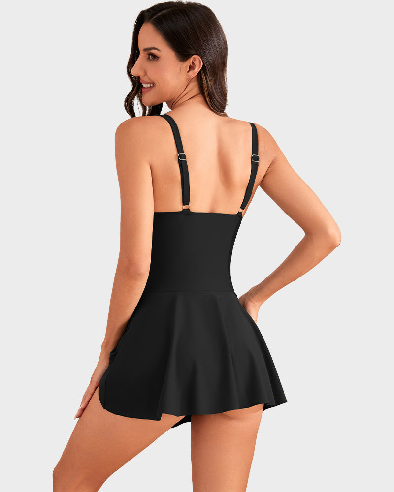 Marivelle™ – Tummy-Control Skirted One-Piece Swimsuit with Built-In Bra + 50% OFF