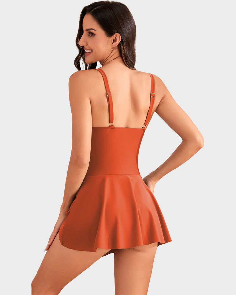 Marivelle™ – Tummy-Control Skirted One-Piece Swimsuit with Built-In Bra + 50% OFF