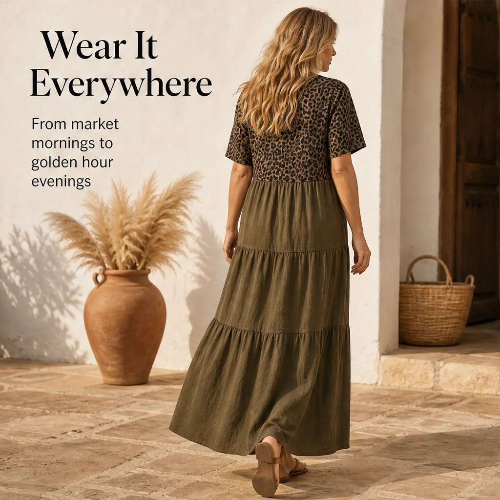 Savanna – V-Neck Tiered Bohemian Maxi Dress + 50% OFF