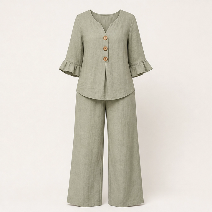 Lirelle™ – Ruffle-Sleeve Top &amp; Wide-Leg Lounge Set + 50% OFF