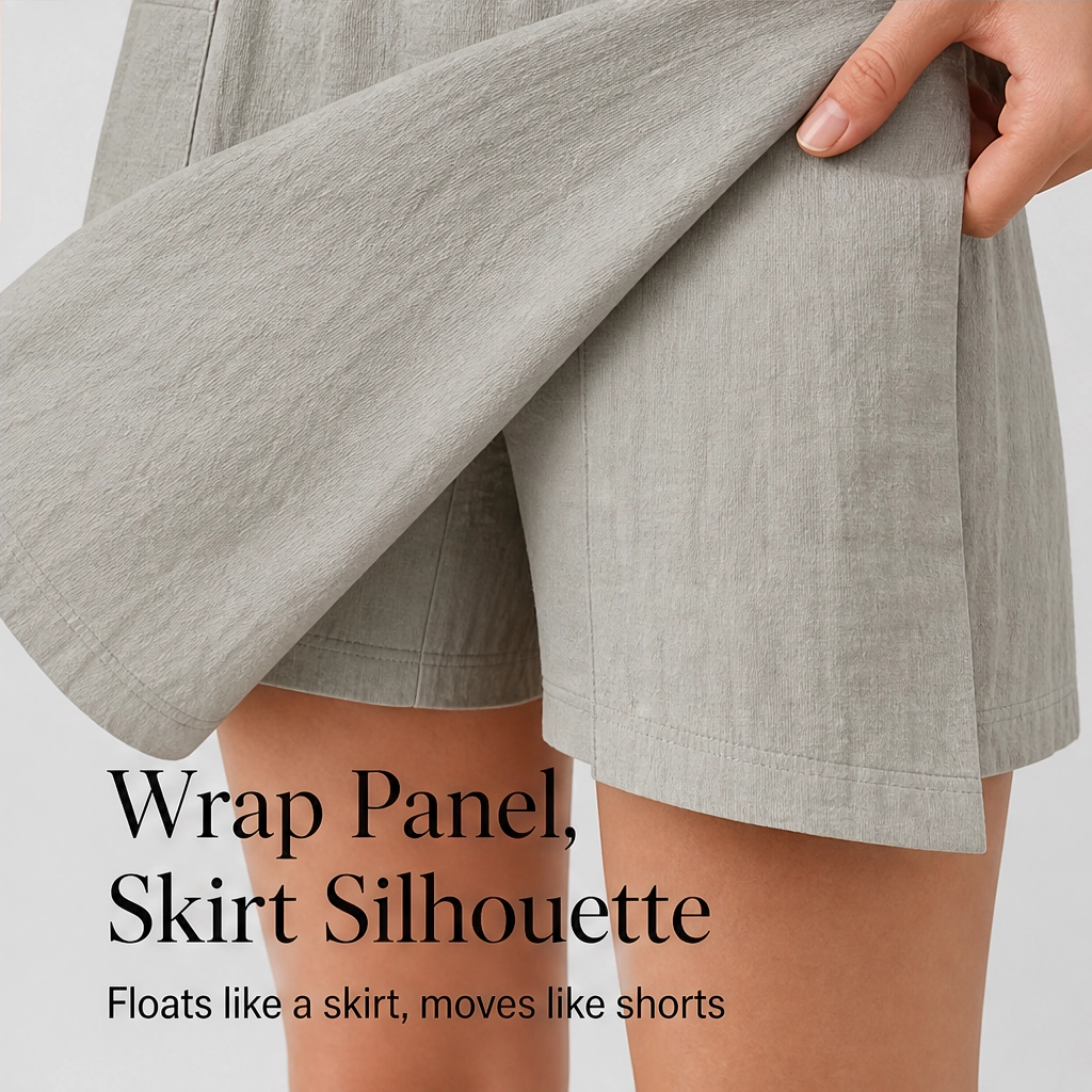 Willow™ – Breezy Wrap-Front Skort with Pockets &amp; Elastic Waist + 50% OFF
