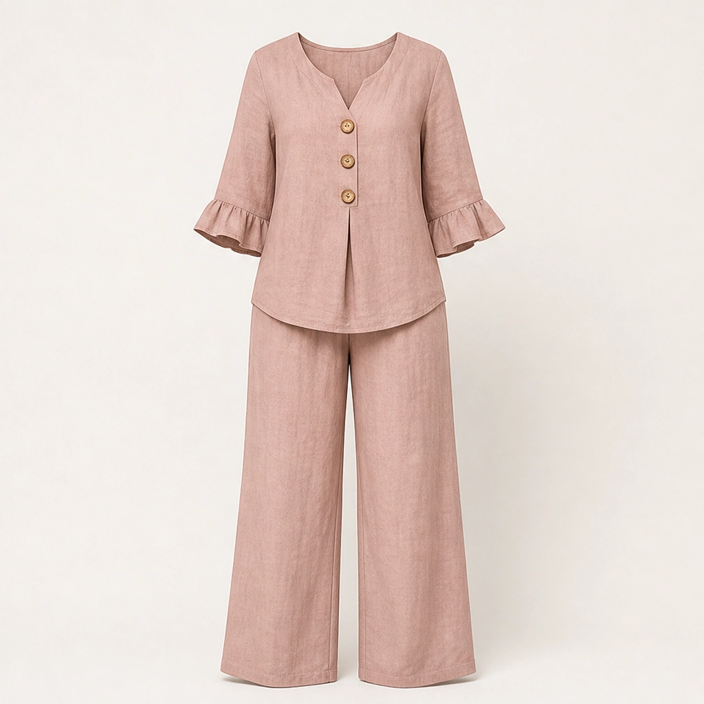 Lirelle™ – Ruffle-Sleeve Top &amp; Wide-Leg Lounge Set + 50% OFF