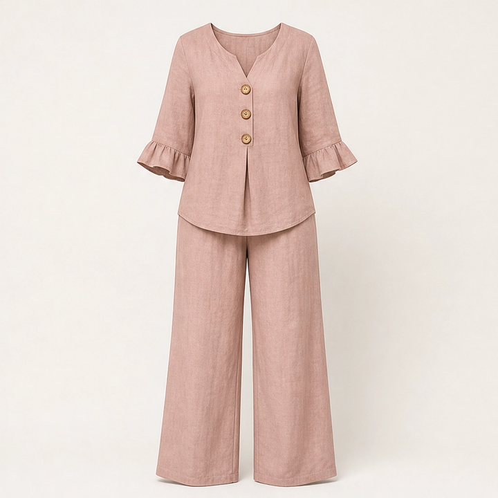 Lirelle™ – Ruffle-Sleeve Top &amp; Wide-Leg Lounge Set + 50% OFF
