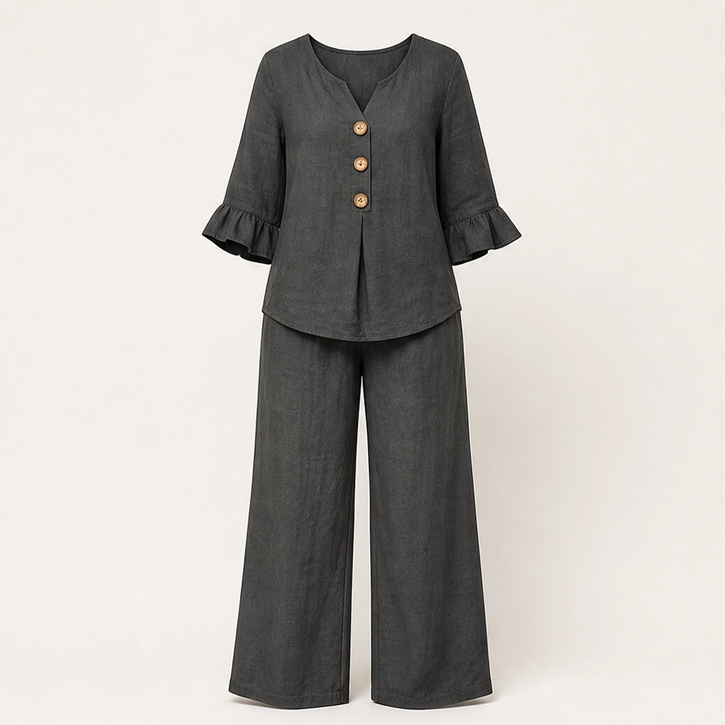 Lirelle™ – Ruffle-Sleeve Top &amp; Wide-Leg Lounge Set + 50% OFF
