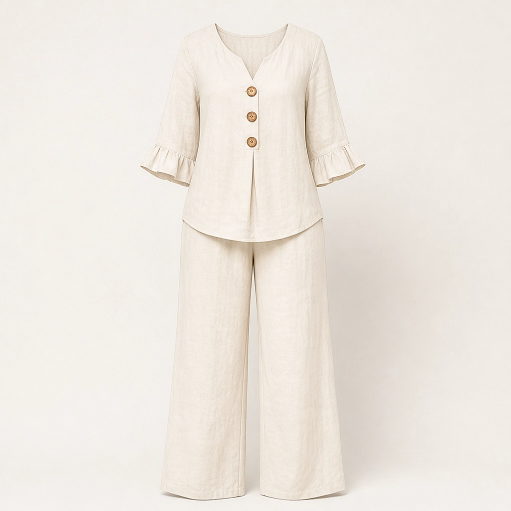 Lirelle™ – Ruffle-Sleeve Top &amp; Wide-Leg Lounge Set + 50% OFF