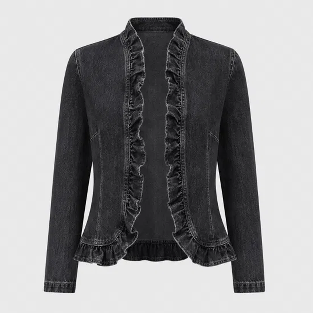 Wisteria™ – Ruffle-Trim Open-Front Lightweight Denim Jacket + 50% OFF