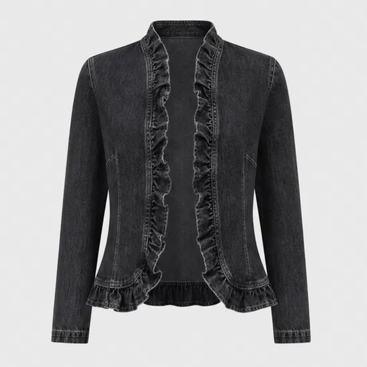 Wisteria™ – Ruffle-Trim Open-Front Lightweight Denim Jacket + 50% OFF